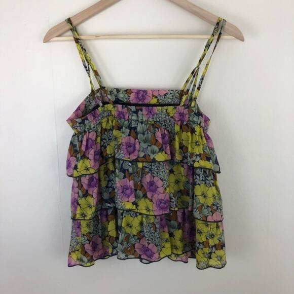 Anthropologie Leifnotes Floral Tiered Ruffle Tank - Picture 3 of 8